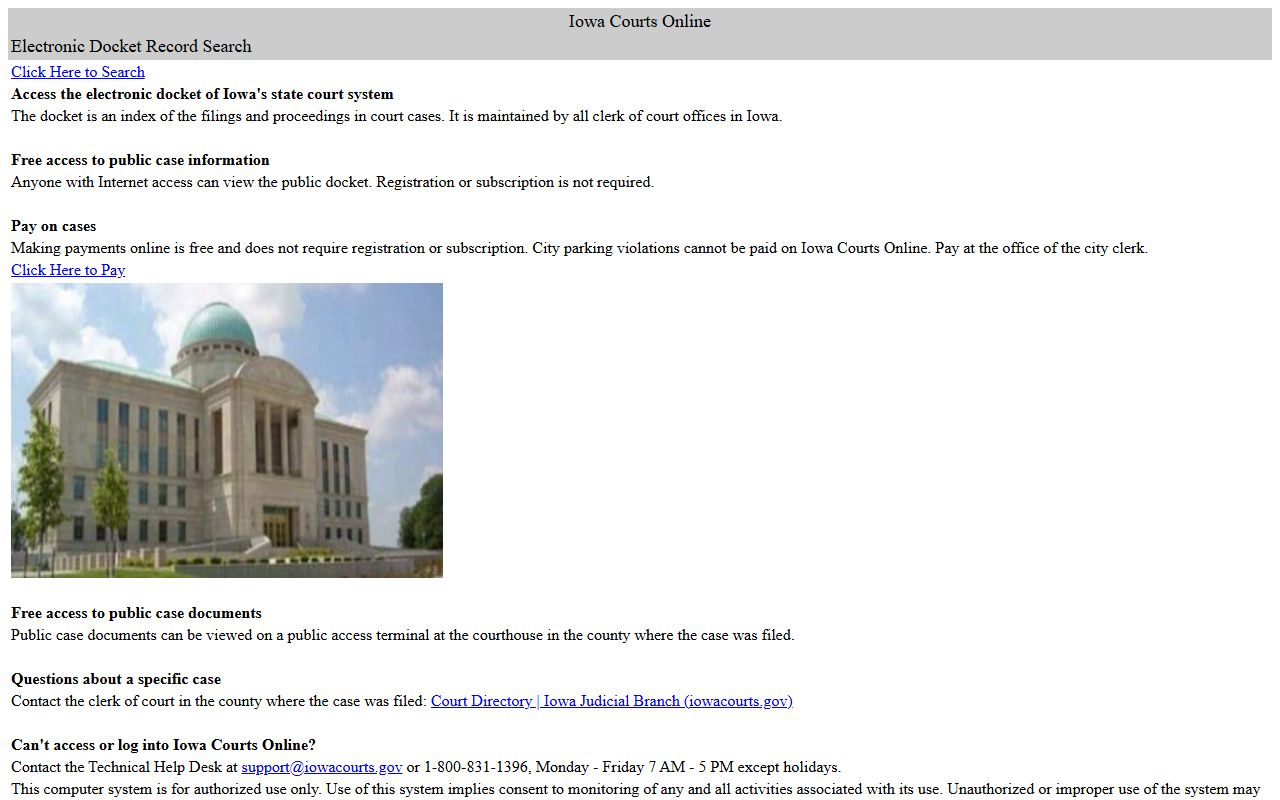 Iowa Courts Online search for Ringgold County court records after jail arrest